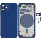 iPhone 12 Mini Battery Door with SIM Card Tray & Side Keys & Camera Lens (Blue/Black) 