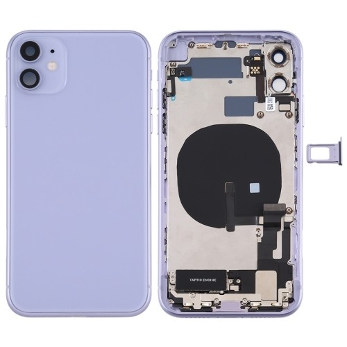 iPhone 11 Middle Frame + Battery Door + Back Camera Lens and Bezel + Side Buttons + SIM Card Tray (White/Yellow/Red/Purple/Green/Black) (OEM)